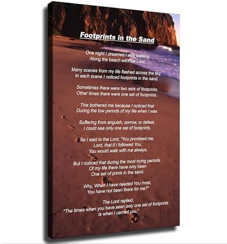 Footprints in The Sand Poem Wall Art Poster Decorative Painting Print Modern Home Bedroom Living Room Decoration Canvas Wall Art Aesthetic (08×12inch Unframed)