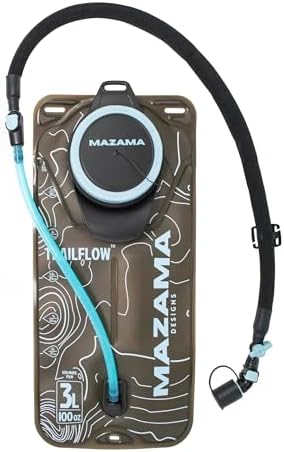 Trailflow-88TZ Hydration Bladder by Mazama Designs. Leakproof, Easy to Clean and Fill Water Reservoir BPA Free, Fits Most Hydration Backpacks. Great for Running Hiking Camping Cycling. (3L)