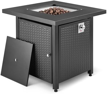 Amazon Basics Fire Table, 50,000 BTU, 28" D x 28" W x 25" H, Black, 1 Pack