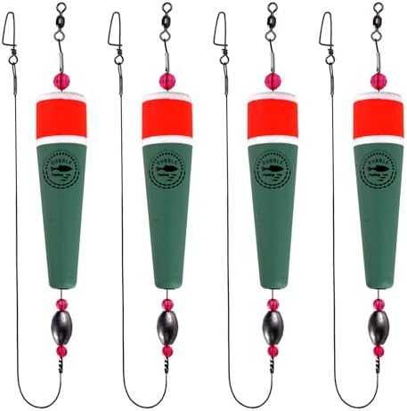Fishing Floats Rigs Popping Corks for Saltwater Rattle Weighted Bobbers Fishing Tackle (4pcs, 5 in, Green), set03