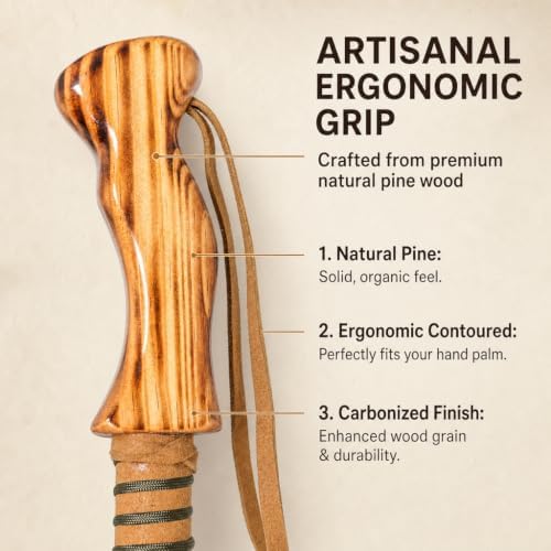 FOREST PILOT 3pc Detachable Walking Stick Pine Handle 55 Inches