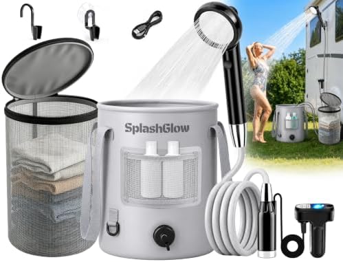 Upgraded Portable Camping Shower, Electric Camping Shower with 25L Bucket