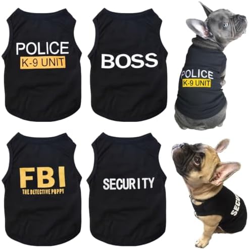 Dog Shirt 4 Pack Pet Clothes K9 Security Boss FBI Vest Costume for Cosplay