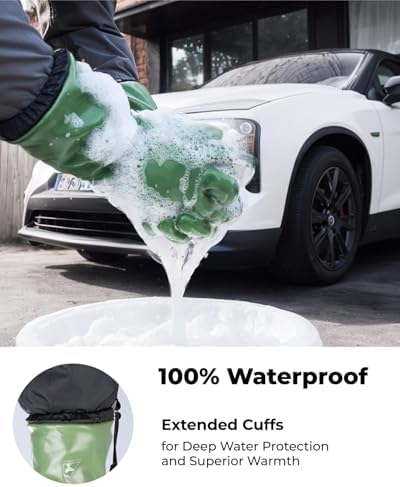 toolant 100% Waterproof Winter Work Gloves with Grip, Fleece Lined
