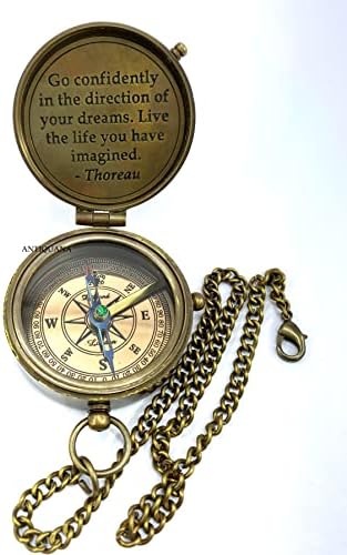 Brass Compass Unique Print Go Confidently Quote Compass With Leather Case Antique Brass Compass With Chain A Great Gift Item For Your Loved Ones Hikers And Traveler By