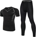 Men's fitness suit quick drying printed leggings long sleeved high stretch training pants sports two-piece set