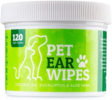 Pet Ear Wipes Dogs Itch Relief 120 Count 1 Pack