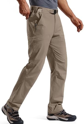 FREE SOLDIER Men's Outdoor Cargo Hiking Pants with Belt Lightweight Waterproof Quick Dry Tactical Pants Nylon Spandex (Sand 36W/32L)