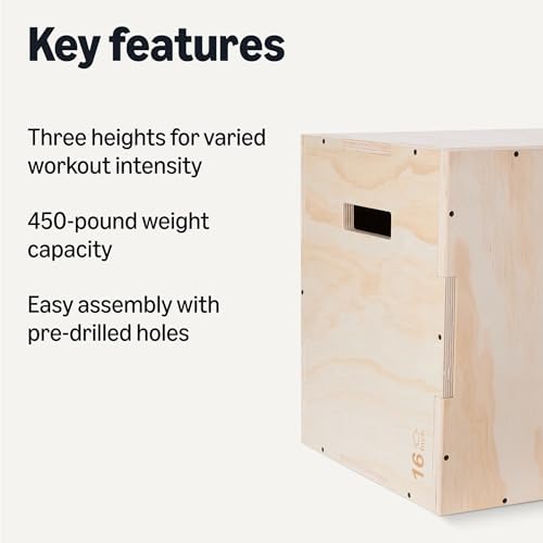 Amazon Basics Plyometric Jump Box, Plyo Box Jumps for Home Gym