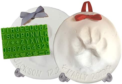 Ultimate Pawprint Keepsake Kit (Makes 2) - Paw Print Christmas Ornament w/ Bonus Personalization Tool & Display Stands! For Dogs, Cats & Pets. Non-toxic. Clay Air-Dries Soft, Light & Uncrackable.