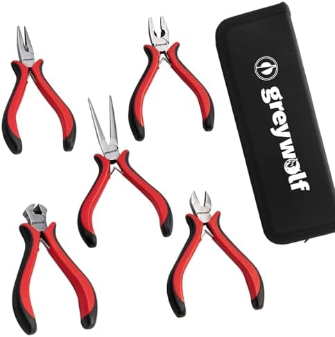 5 pcs mini pliers set, small pliers set includes pointed nose, long nose, oblique nose, flat nose and wire cutters with storage bag, suitable for electronic repair and jewelry, DIY tools