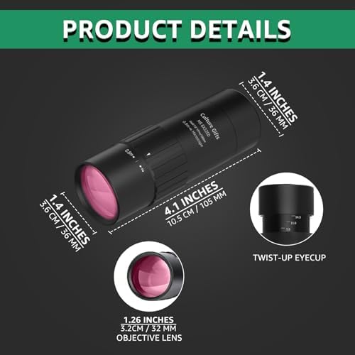 8x32mm Mini Monoculars for Adults High Power Clear View, Easy Focus, Multi-Coated Lens, BAK-4, 21mm ED Eyepiece, Twist-up Eyecup, Compact Monocular Telescope with Hand Strap for Hunting Bird Watching