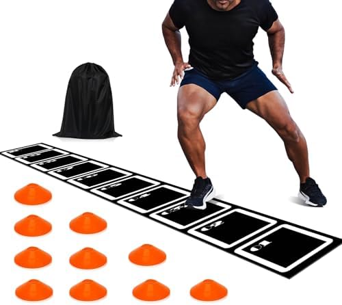 Agility Ladder Set 15ft Rubber Non-Slip Agility Training Ladder with 10Cone