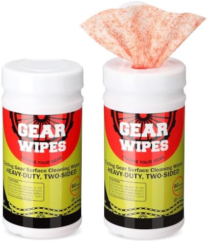 Nuanchu 2 Pack Bike Gear Cleaner Wipes Canisters 160 Count 8 x 12-inch Bike Chain Cleaner Tool Cleaning Wipes Grime Wipe Double Sided Citrus Scented Degreaser Grime Towels for Your Bikes