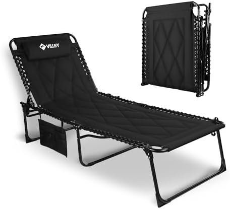 VILLEY Oversized Padded Chaise Lounge with Cushion, Foldable Recliner