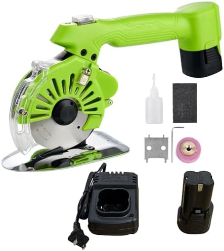 250W Cordless Fabric Rotary Cutter Electric Fabric Scissors, Round Blade Cutting Machine, 5 Speed Adjustable, LED Light, 20mm / 0.78" Cutting Thickness, with Lithium Ion Battery and Charger