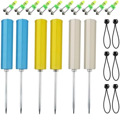 6pack Fishing Rod Holder Ground Support with Bite Alarm Bells, Bungee Cords