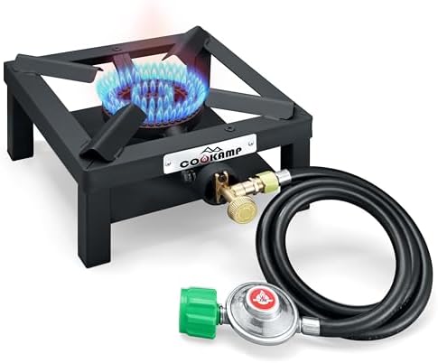 COOKAMP Propane Burner Angle Iron Camp Stove with CSA Listed Regulator and 4ft Hose (SA1200v2)