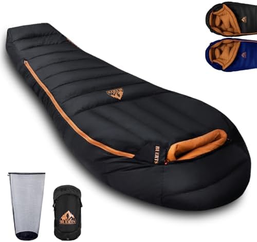 Down Backpacking Sleeping Bag.Cold Weather Sleeping Bag 30°F 20°F 10°F (Multiple Temperature Options), XL Large 4 Season Sleeping Bag for Adults Camping Hiking Mountaineering