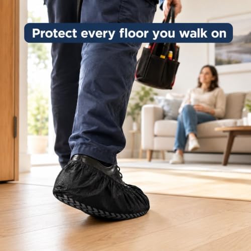 Black XL Disposable Boot and Shoe Covers, Non Slip, 100 Pack