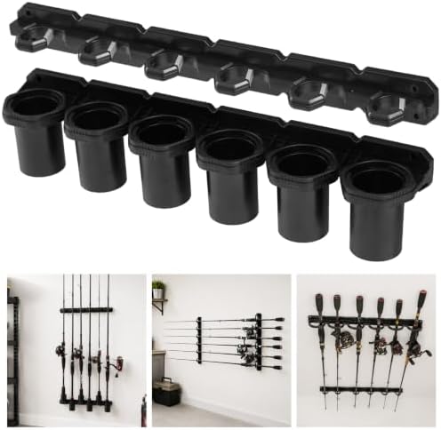 HITORHIKE Heavy Duty Fishing Rod Storage Rack, Wall/Ceiling Mount Vertical Pole Holder, Garage Fishing Pole Organizer for Gifts(Black-1pack)