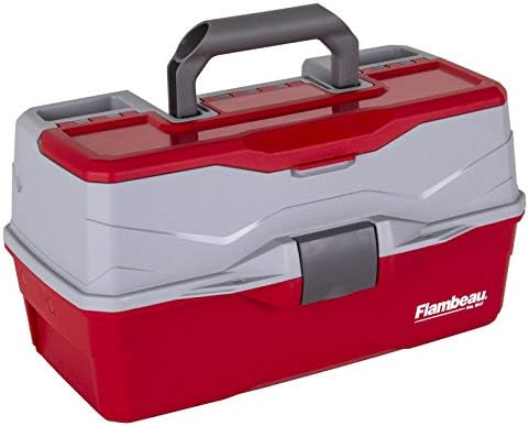 Flambeau Outdoors 6383 3-Tray Tackle Box, 32 Compartments, Red and Gray