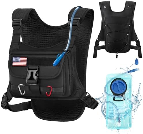 RAINSMORE Hydration Vest with Water Bladder Adjustable Strap Chest Pack