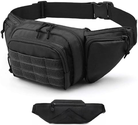 Tactical Fanny Pack for Men,800D Oxford Fabric Fanny Pack for Men,Fanny Packs Man for Hiking Climbing,Fishing,Cycling,Hunting,Adjustable Conceal Carry Tactical Fanny Packs(Black)