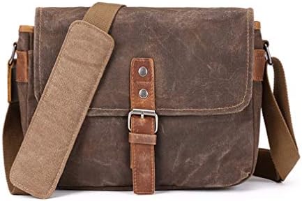 SLR Camera Bag, Waterproof Wax Canvas Bag Vintage Camera Case Messenger Bag with Interlayer Pad