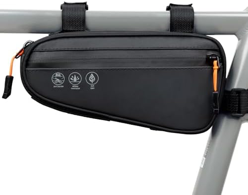 NDakter Bike Triangle Frame Bag, Bicycle Storage Pouch with 2 Side Pockets, 3-in-1 Top Tube Bags for Phone, Waterproof Cycling Tool Accessories Pack for MTB Mountain Road Bikes（1.2L）