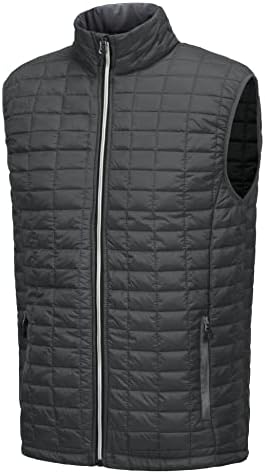 Little Donkey Andy Men's Golf Vest, Lightweight Puffer Sleeveless Jacket Gray/Black A2 M