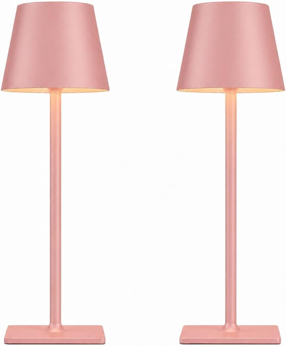 Yogaret Pink Cordless Table Lamps, 6000mAh Rechargeable Battery, 2 Pack