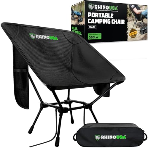 Rhino USA Portable Camping Chair - Collapsible Folding Chair, 400lb Cap