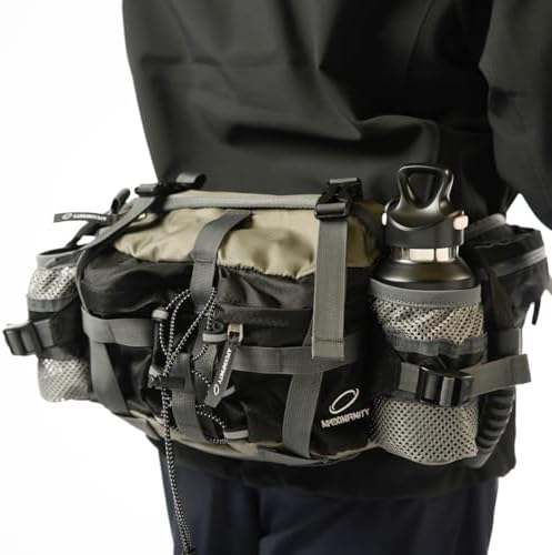Motorcycle Waist Bag Tactical Waist Pack with Safety Handle, Military Hip Belt Bag, Outdoor Hiking Hip Bum Bag with Multi-Pockets Large Capacity for Traveling Casual Cycling Running Hiking, Black