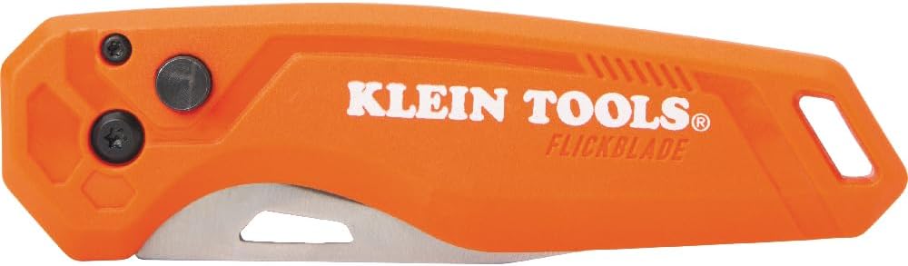 Klein Tools 44321 Folding Utility Pocket Knife, Compact EDC with Hawkbill Knife Blade, Button Lock, Pocket Clip, and Tether Hole