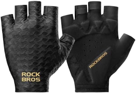 ROCKBROS Cycling Gloves for Men Breathable Lightweight Fingerless Gloves