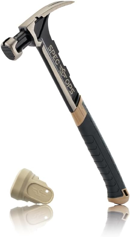 Spec Ops Tools Framing Hammer for Carpentry & Demolition, Magnetic Nail Holder, Rip Claw, Soft Mallet Cap, Milled Face with Mallet Cap 28 Oz