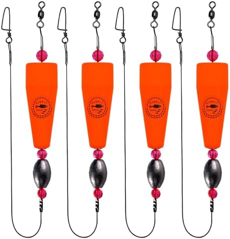 Fishing Floats Rigs Popping Corks for Saltwater Rattle Weighted Bobbers Fishing Tackle (4pcs, 3 in, Orange), set03