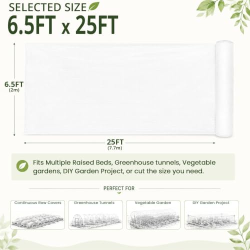 6.5x25Ft Garden Netting, Fine Mesh Insect Netting for Plant Protection