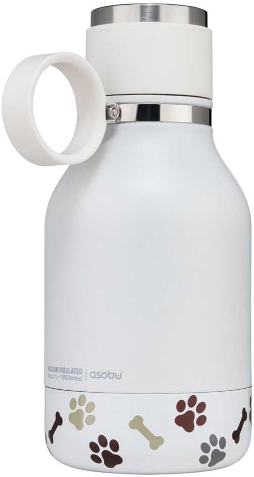 Asobu Buddy Bottle a Stainless Steel Insulated Water Bottle for with Removable Dog Water Bowl and Dog Food and Treat Storage Bowl (Burgundy, 37 Oz Water Bottle with Bowl)