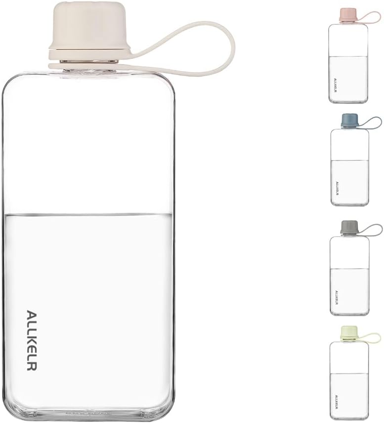 Portable Flat Water Bottle, 13.5 oz, White