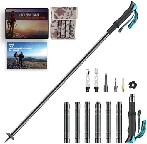 Multi-Functional Walking Stick, Prime 15-in-1 Hiking Poles, Adjustable Multipurpose Hiking Stick for Men Women Outdoor Adventure Trekking Camping