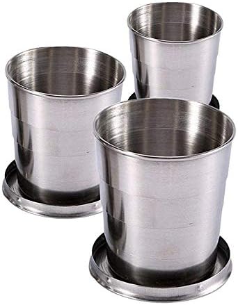 Guyuyii 3 Pcs Stainless Steel Collapsible Cups for Traveling with Keychains