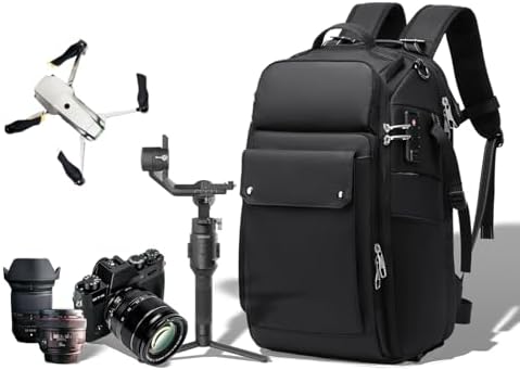 Camera Backpack Large, Waterproof Camera Bag for Mirrorless and DSLR with TSA Lock,Quick Access,17-Inch Laptop Compartment, Adjustable Straps - Fits Camera Stabilizer,Drone, Black