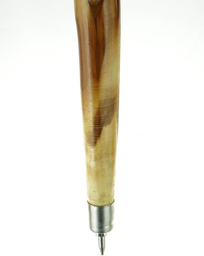 SE 60-Inch Natural Wood Walking Stick with Root Head & Steel Tip - Hand-Carved Floral Design, Huangtang Wood, Grooved Grip - WS631-60RH