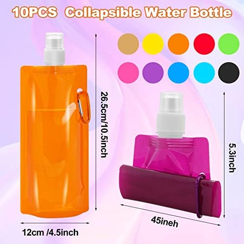 10 Pcs Foldable Water Bottle, 480ml, Collapsible, Leak Proof