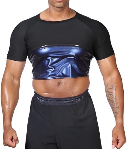 REMEBSWEAT Sauna Sweat Suits Shirt for Men Sweat Suit Compression T-Shirt Workout Sports Shapewear Gym Exercise Jacket
