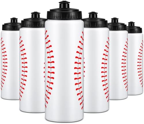 Yaomiao Baseball Water Bottle Bulk Reusable Sports Bottle 20 oz Squeeze Baseball Accessories Gifts School Sports