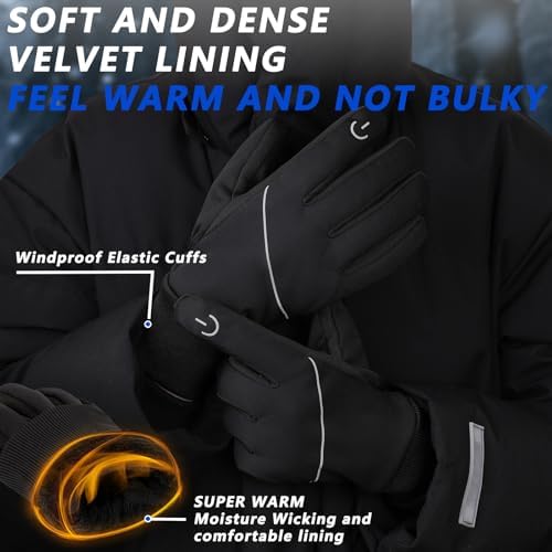 MOREOK Winter Gloves Ski Snow Bike Cycling Gloves Fleece Lining Anti-Slip