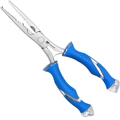 CUDA 8" Titanium Bonded Stainless Steel Freshwater Pliers 18112 Durable Fishing Hooks Remover, Ring Splitter with Mono & Fluorocarbon Cutter